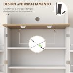 Dispensa da Cucina Porta Microonde con Ripiani Aperti e Armadietto con Portaspezie, 60x35x169 cm, Bianco - immagine 8