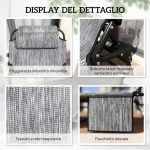 Lettino da Giardino Pieghevole e Reclinabile con Tasca Laterale, 68x189x30 cm, Nero e Grigio - immagine 6