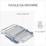 Set 2 Sedie da Campeggio Pieghevoli e Reclinabili su 6 Livelli, in Alluminio e Schiuma, 62x65x80 cm, Grigio Chiaro - immagine 7