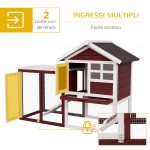 Conigliera da Esterno in Legno con Casetta per Conigli e Rampa, 123.5x62.6x92.5 cm, Marrone e Bianco - immagine 5