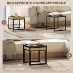 Set 2 Tavolini da Caffè Moderni con Gambe a U, in Legno e Acciaio, 45x45x45 cm e 40x40x40 cm, Nero - immagine 4