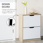 Scarpiera Salvaspazio Slim a 2 Cassetti per 8 Paia di Scarpe 62.5x26x81 cm, Legno e Bianco - immagine 6