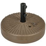 Base per Ombrellone con 2 Manopole Incorporate, in HDPE e Acciaio, Ø51x36 cm, Marrone e Nero