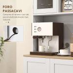 Dispensa da Cucina Porta Microonde con Ripiani Aperti e Armadietto con Portaspezie, 60x35x169 cm, Bianco - immagine 6