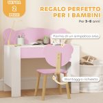 Set Scrivania per Bambini con Cassetto e Sedia con Schienale a Orsetto, Età 3-8 Anni, Rosa - immagine 7