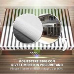 Tenda Parasole per Esterno Estensibile in Alluminio e Poliestere con Manovella, 395x245 cm, Blu e Bianca - immagine 5
