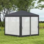 Gazebo da Giardino Esagonale con Doppio Ingresso, in Metallo e Poliestere, 3.94x3.94x2.5 m, Grigio - immagine 7