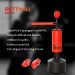 Sacco da Boxe ad Altezza Regolabile con Punching Ball e Base Riempibile, 88x48x155-205 cm, Rosso e Nero - immagine 5