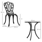 Set da Giardino 3pz con 2 Sedie da Esterno e Tavolino in Vetro con Foro per Ombrellone, in Alluminio, Nero - immagine 3