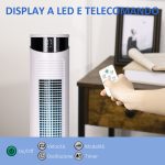 Ventilatore a Torre 45W a 3 Modalità e 3 Velocità con Timer da 12h, in ABS e Alluminio, Ø31.5x93 cm, Bianco - immagine 7