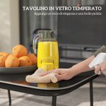 Set da Giardino con Divano 2 Posti, 2 Poltrone Impilabili e Tavolino in Vetro, Nero - immagine 7