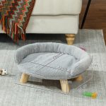 Cuccia Divanetto per Cani e Gatti Sfoderabile in Peluche con Schienale, 47x40x20 cm, Grigio - immagine 3