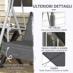 Dondolo 2 Posti con Tavolino e Portabicchieri, in Metallo e Poliestere, 175x110x165 cm, Grigio - immagine 6