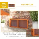 Conigliera da Esterno Pieghevole per 2-3 Roditori con Ingressi Multipli, in Legno e Acciaio, 110x105x50 cm, Arancione - immagine 6