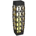 Lampada Solare da Giardino con Illuminazione LED, in Acciaio e Rattan PE, 20x20x68 cm, Grigio