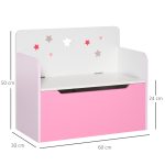 Panca Contenitore con Schienale in Legno per Bambini da 3-6 Anni, 60x30x50 cm, Rosa - immagine 3