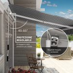 Tenda Parasole per Esterno Estensibile in Alluminio e Poliestere con Manovella, 395x245 cm, Blu e Bianca - immagine 4