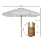 Ombrellone da Giardino con Doppio Tettuccio, in Legno di Bambù e Poliestere, Ø325x250 cm, Crema - immagine 3