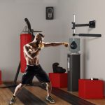 Speed Bag a Parete per Boxe e MMA ad Altezza Regolabile con Asta, in Acciaio e PU, 79x72x20 cm, Nero - immagine 2