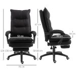 Sedia da Ufficio ad Altezza Regolabile con 6 Punti Massaggianti, in Tessuto Effetto Lino, 70x62x120-130 cm, Nero - immagine 3