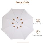 Ombrellone da Giardino con Doppio Tettuccio, in Legno di Bambù e Poliestere, Ø325x250 cm, Crema - immagine 7