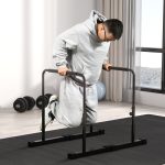 Set 2 Barre per Dip Regolabile su 4 Altezze con Maniglie Antiscivolo in Acciaio, 70x50x80-105 cm, Nero - immagine 2