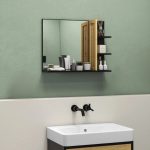 Specchiera Bagno Moderna da Parete a 4 Ripiani in Legno, 45x15x58.5cm, Nero - immagine 2