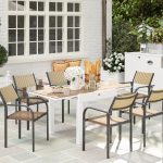 Tavolo da Pranzo da Giardino Allungabile 80-160 cm per 4-6 Posti, Bianco - immagine 2