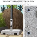 Base per Ombrellone da 28kg in Granito con Maniglia Estensibile e Rotelle, 41x41x37.5cm, Grigio - immagine 7
