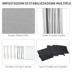 Gazebo 3x3 m Pieghevole ad Altezza Regolabile con Finestrelle, in Acciaio e Tessuto Oxford Grigio Chiaro - immagine 7