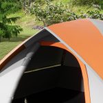 Tenda da Campeggio 2 Posti con Finestra a Rete e Gancio, in Poliestere, 210x150x110 cm, Grigio e Arancione - immagine 8