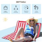 Set 2 Lettini Spiaggia Pieghevoli con Schienale Regolabile a 5 Livelli e Borsa, Rosso - immagine 7