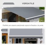 Tenda da Sole da Esterno Avvolgibile Manualmente in Alluminio e Poliestere, 2.5x2 m, Grigio e Bianco - immagine 6