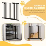 Cancellino per Cani a 2 Estensioni con Larghezza Regolabile fino 100 cm e Chiusura Automatica, Nero - immagine 7