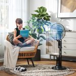 Ventilatore Nebulizzatore Regolabile 3 Velocità e 3 Modalità, Oscillazione a 75°, Telecomando, Nero - immagine 2