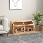 Gabbia per Criceti con Piattaforma, Scalette, Capanna e Ponte, in Legno di Abete, 85x45x44 cm - immagine 2