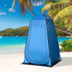 Tenda Doccia da Campeggio e Spiaggia con Porta a Cerniera e Borsa di Trasporto, 126x124x189 cm, Blu - immagine 2