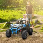 Macchina Elettrica per Bambini 24V a 2 Posti con Telecomando e 3 Velocità, Età 3-8 Anni, Blu - immagine 2