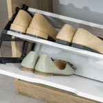 Scarpiera Salvaspazio Slim a 2 Cassetti per 8 Paia di Scarpe 62.5x26x81 cm, Legno e Bianco - immagine 7