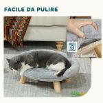 Cuccia Divanetto per Cani e Gatti Sfoderabile in Peluche con Schienale, 47x40x20 cm, Grigio - immagine 6