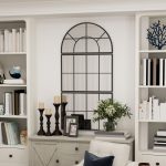 Specchio da Parete ad Arco Stile Finestra per Camera da Letto e Ingresso, 76x43 cm, Nero - immagine 9