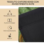 Sedia per Esterni Pieghevole con Braccioli, Seduta in Tessuto Oxford e Acciaio, Nero - immagine 6