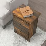 Comodino con 2 Cassetti dallo stile Rustico in Legno, 40x30x56 cm, Marrone - immagine 8