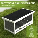 Nido per Galline a 2 Aree con Base Rialzata e Tetto, in Legno e Bitume, 66x37x34 cm, Grigio Bianco e Nero - immagine 6