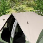 Tenda da Campeggio 6 Posti con 2 Stanze Separate, Poliestere e Fibra di Vetro, 450x215x180 cm, Verde Scuro - immagine 9