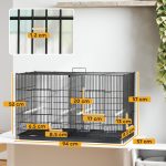 Gabbia per Uccelli con Divisorio e Ripiano Inferiore Portaoggetti, in Acciaio e PP, 94x57x57 cm, Nero - immagine 3