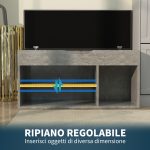 Scarpiera Salvaspazio Imbottita a 3 Ripiani Aperti con Spazio a Scomparsa, in Legno, 80x30x45 cm, Nero e Grigio - immagine 7