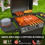 Barbecue a Gas con 3 Bruciatori Indipendenti e Coperchio con Termometro, 108x54x97 cm, Nero - immagine 4