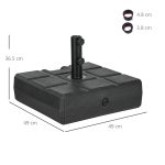 Base per Ombrellone da Giardino 3.5 m con Maniglie, in HDPE e Acciaio, 49x49x36.5 cm, Nero - immagine 3