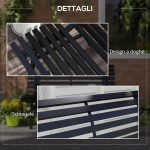 Panchina da Esterno in Alluminio a 2 Posti a Doghe, 123x67x79cm, Nero - immagine 6